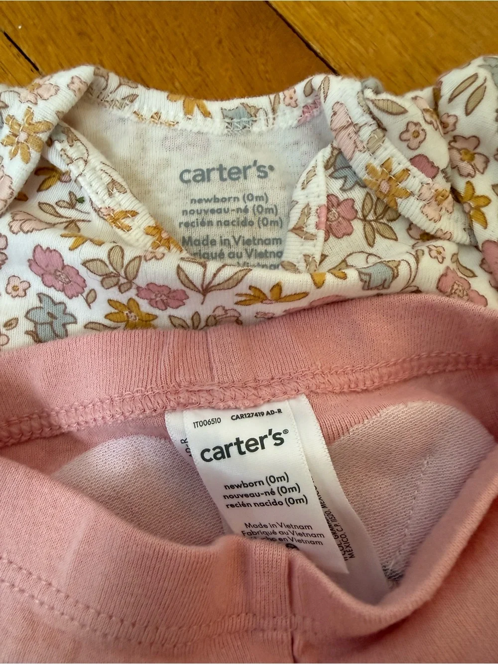 Carters Pink Floral & Striped Baby One-Piece Set, newborn